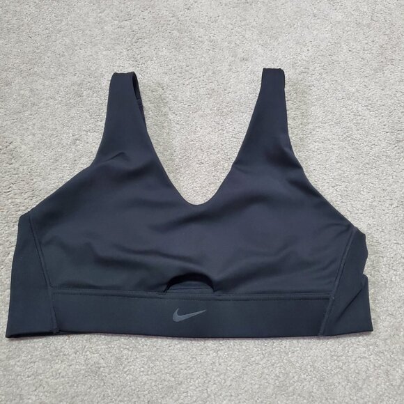 NIKE Dri-FIT Indy V-Neck Plunge Cutout Sports Bra Pullover Black Women's Large - Picture 3 of 9